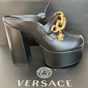 Versace Chain Embellished Platform Loafers